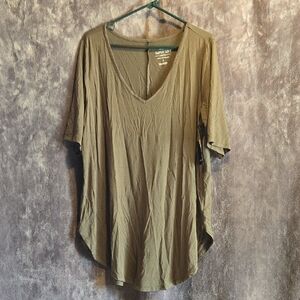 Maurices Khaki V-Neck Short Sleeve Top